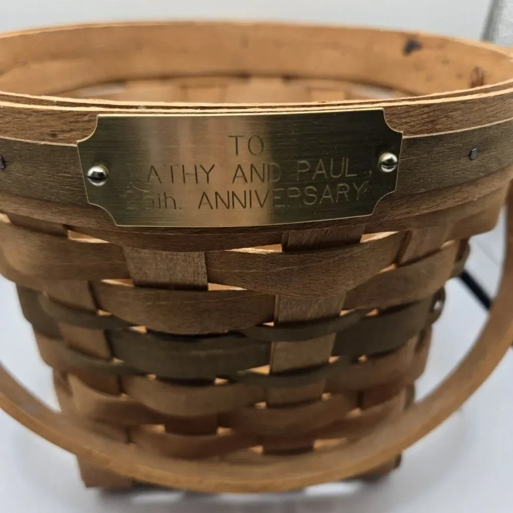 LONGABERGER 1988 Christmas Collection Poinsettia Basket w Handle Green Vintage